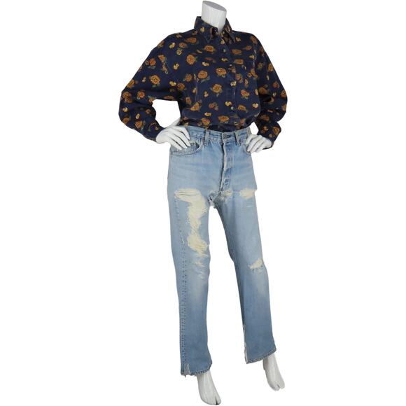 80s Vintage Levi's 501 Distressed Light Wash High Waisted Boho Denim Jeans 31 - Picture 12 of 13